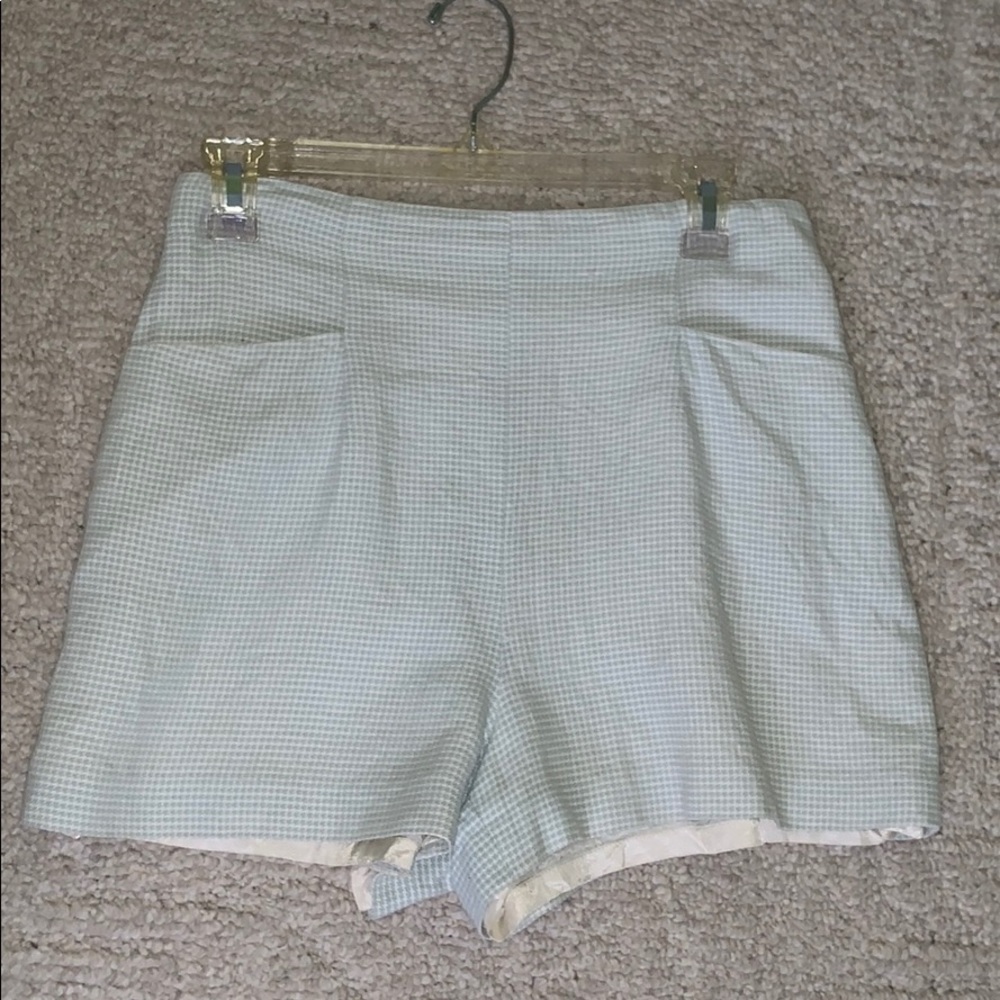 Green plaid shorts